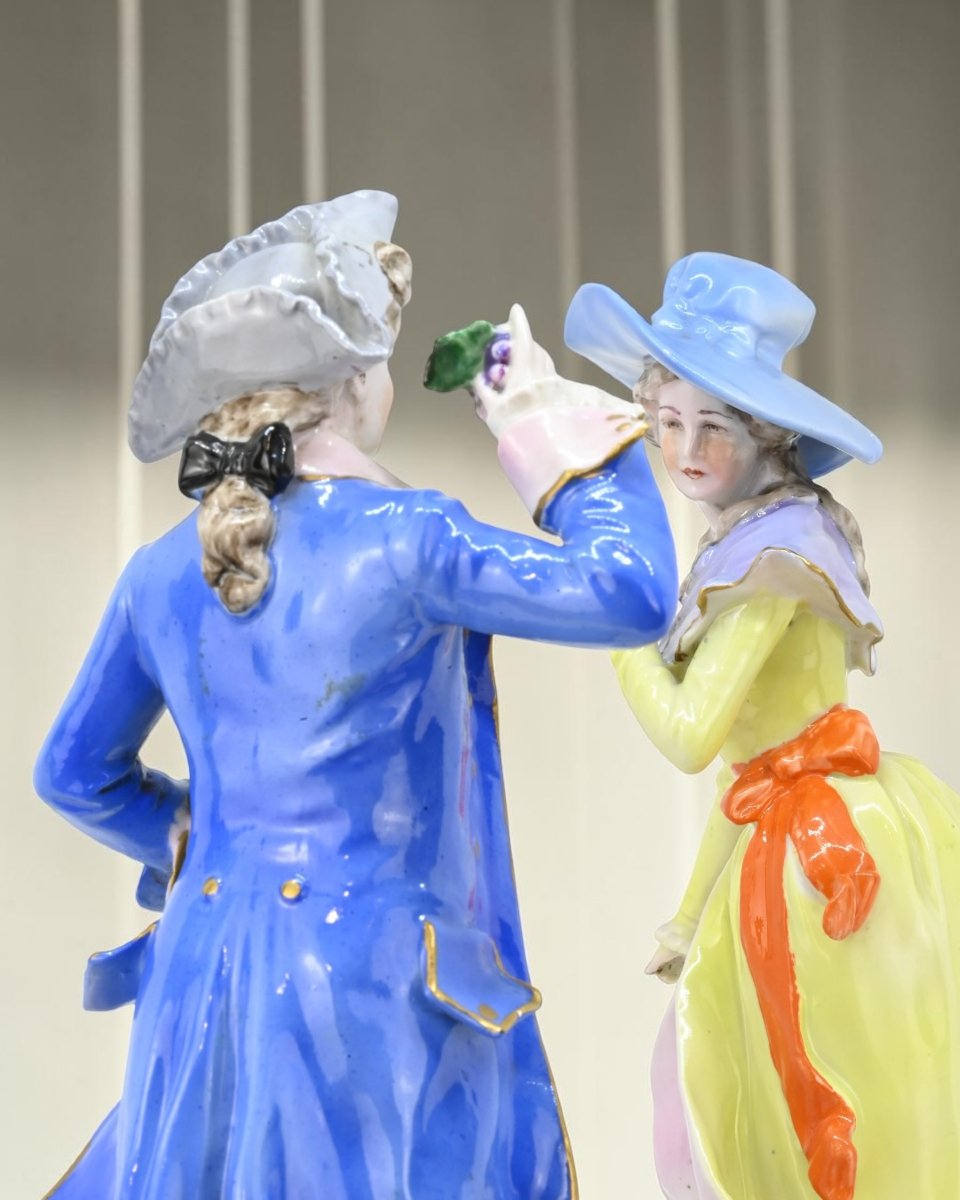 Capodimonte - Pair Of Polychrome Porcelain Figures - Italy, 1920s -photo-2